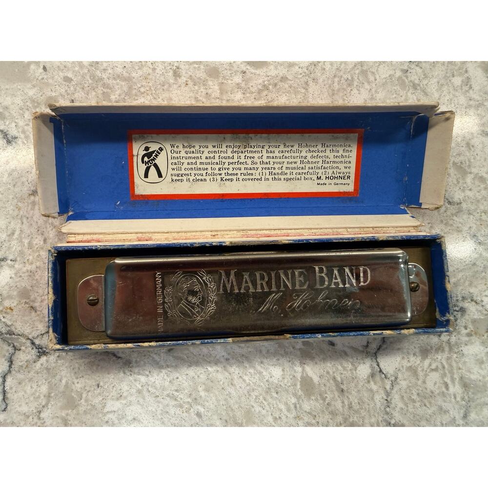 Vintage M. Hohner "Marine Band" Harmonica in Box Key of C